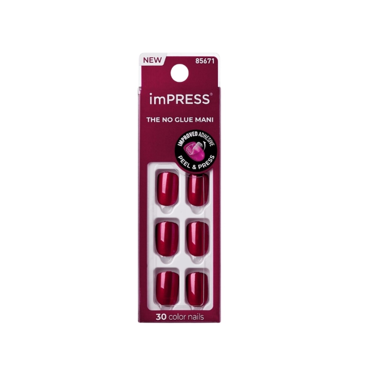 Uñas autoadhesivas Impress x30 - Red Velvet talle S 