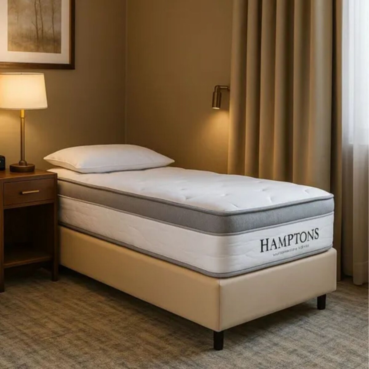 Sommier 1 Plaza THM Rhodium 80X185 - Beige 