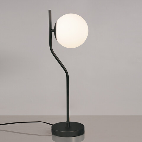 Lámpara mesa negra E27 globo de vidrio Ø150x550mm BA0018