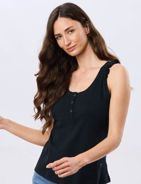 MUSCULOSA LISA DE ALGODÓN Negro