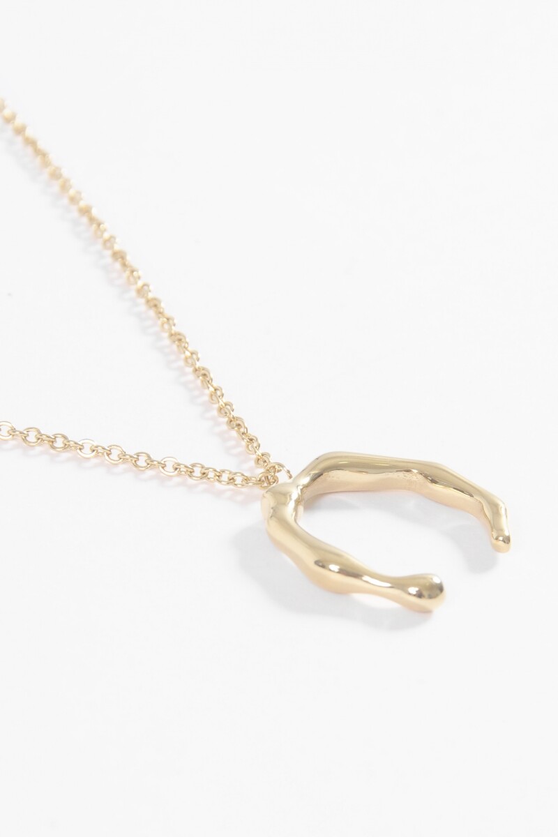 Collar acero herradura dorado