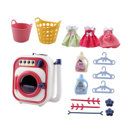 Set X17 Ps Lavadora Mini C/ Música Accesorios Muñeca Jug007014