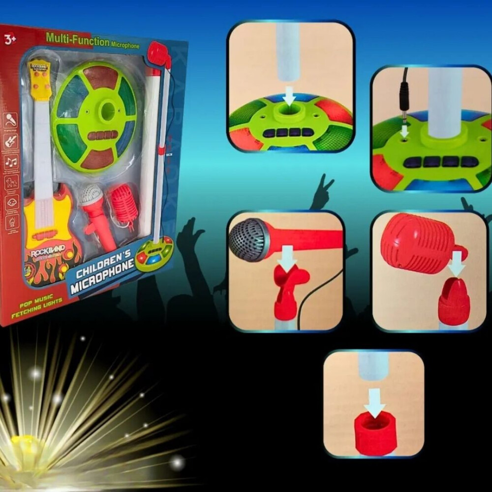 Juguete Microfono Con Guitarra Y Sonidos ROJO