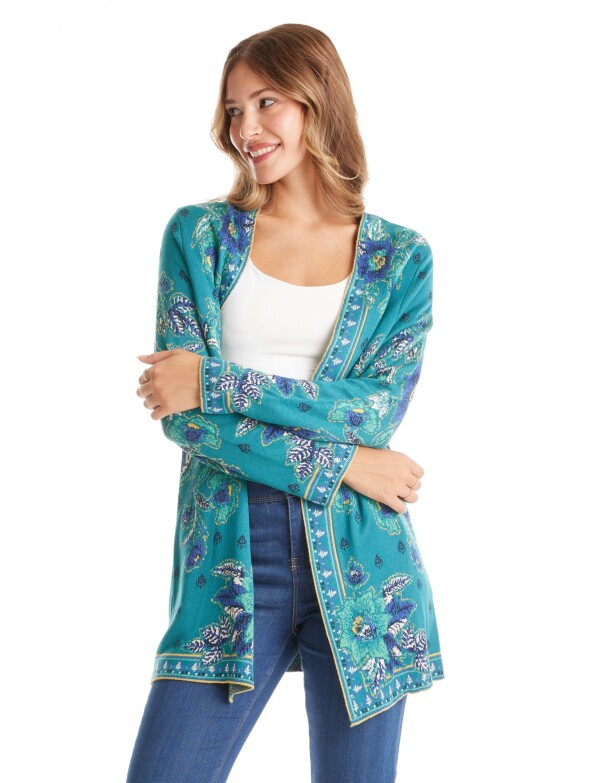 Cardigan Abierto Estampado VERDE/MULTI