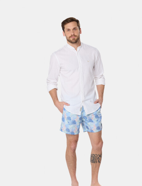 SHORT DE BAÑO ESTAMPADO Celeste