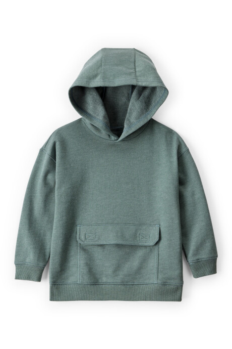 Buzo de algodón, con capucha y bolsillo, verde Sin color