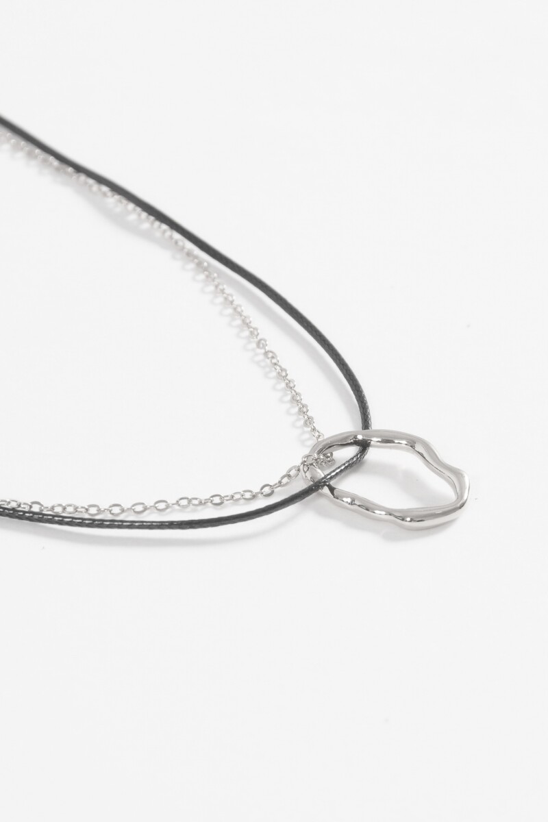 Collar cadena cordón dije plateado