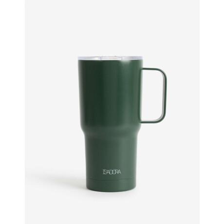 Vaso Metálico Con Asa Verde Oscuro