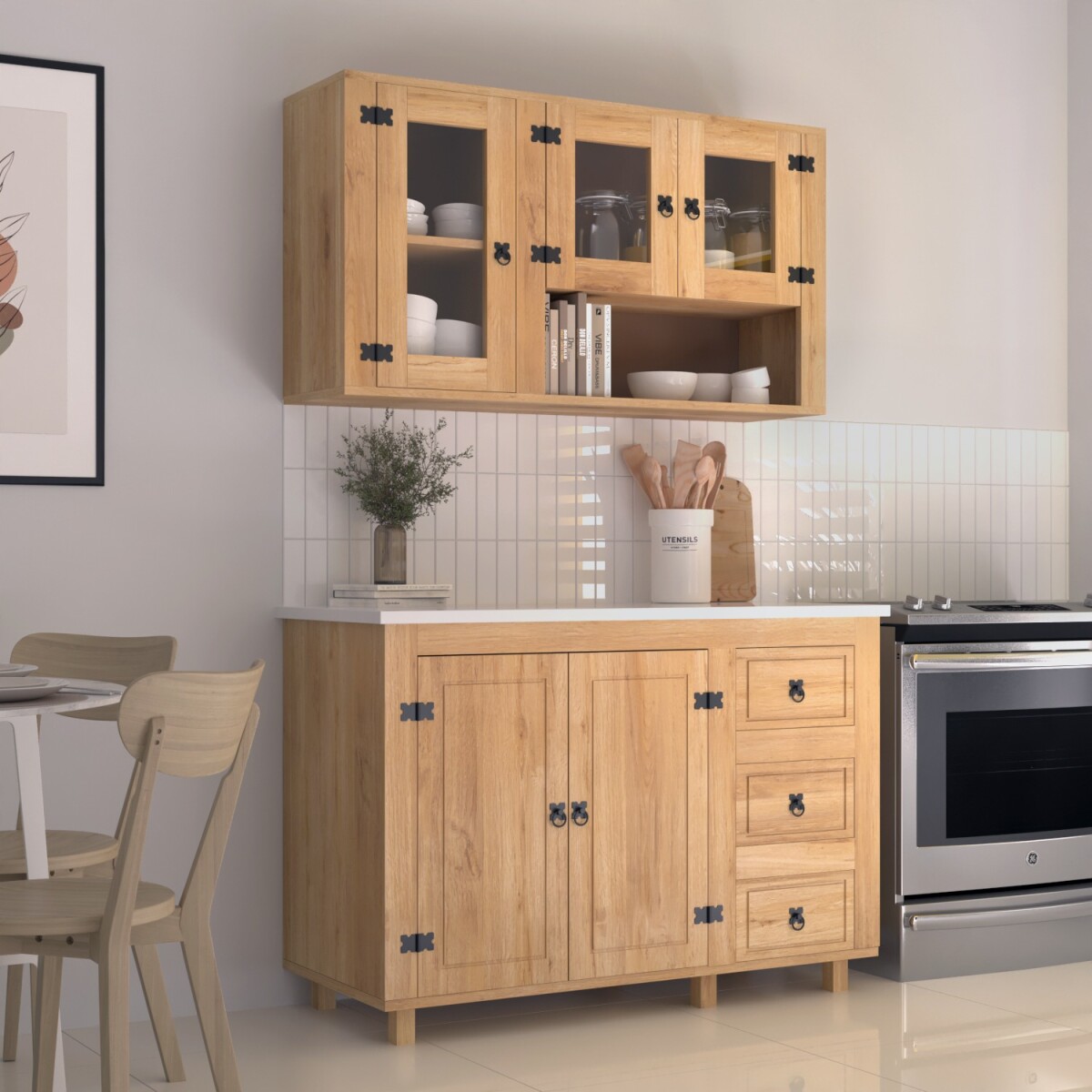 Aéreo 3 Puertas Vidrio - Natural - Linea Mexicana 