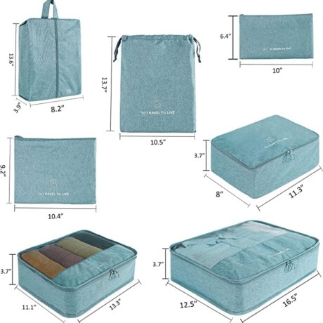 Organizadores para valija Set x7 TO TRAVEL TO LIVE Celeste