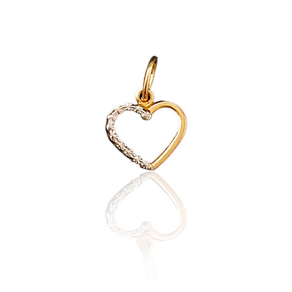 Dije Corazón-Oro bajo y Oro blanco-Sin piedra-CP8533 Sinpiedra