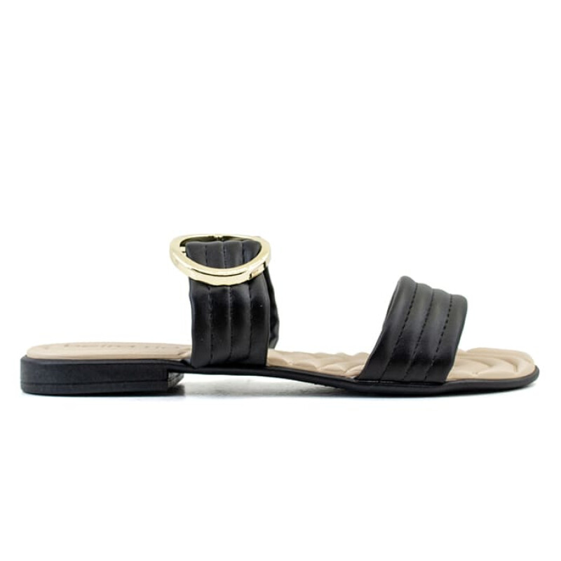 Sandalias Beira Rio baja doble tira ancha y hebilla de Mujer - 8350.351-20980 Negro