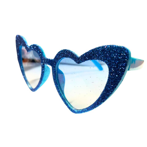 Lentes Corazón x1 Glitter Azul