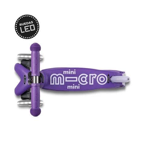 Monopatín Micro Mini Deluxe LED Ajustable con 3 Ruedas PURPURA