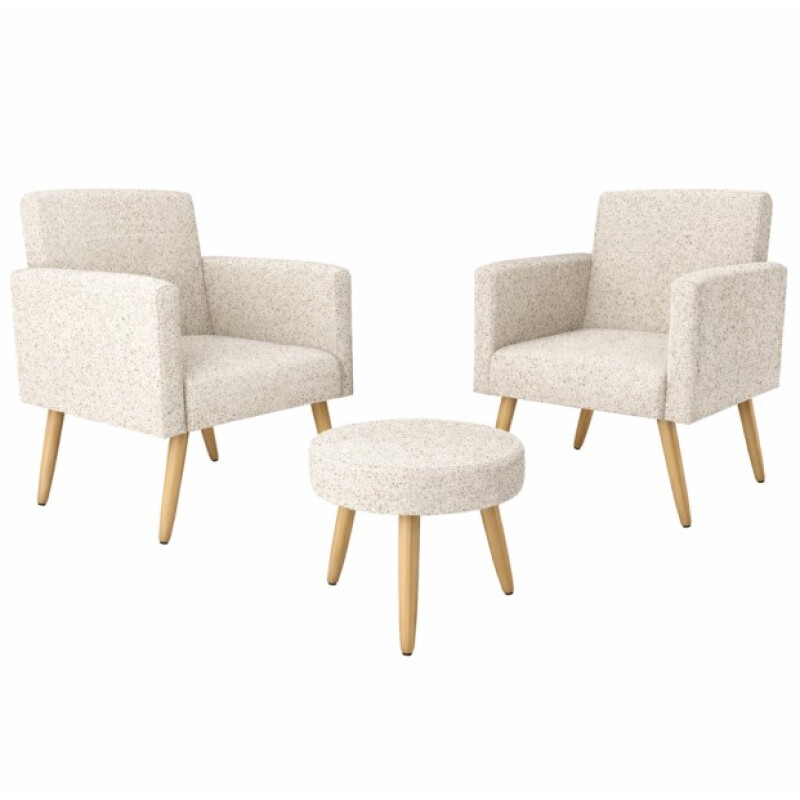 MATRIX Conjunto Decorativo DALLAS 2 Poltronas + Puff color BOUCLE NATURAL VETEADO MATRIX Conjunto Decorativo DALLAS 2 Poltronas + Puff color BOUCLE NATURAL VETEADO