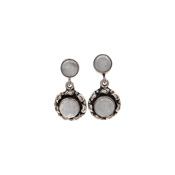 Caravanas Circulos-Plata 925-Piedra Luna-CA3350 Conpiedra
