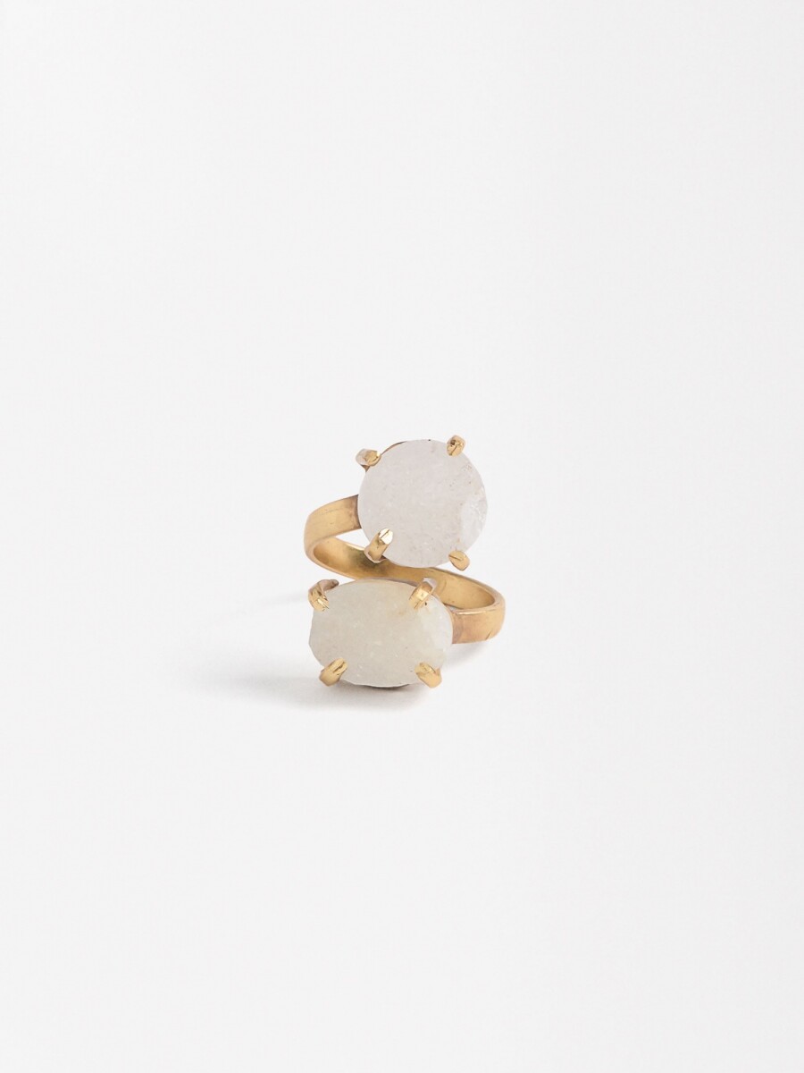 Anillo Cruzado Con Piedras rosa