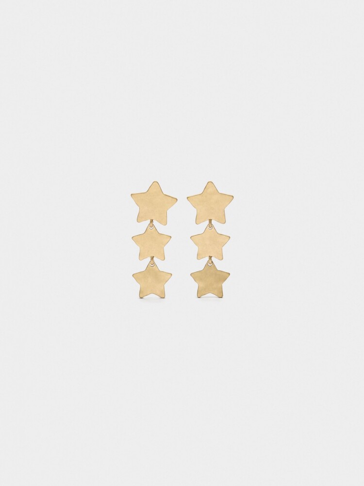 Pendientes Largos De Estrellas dorado