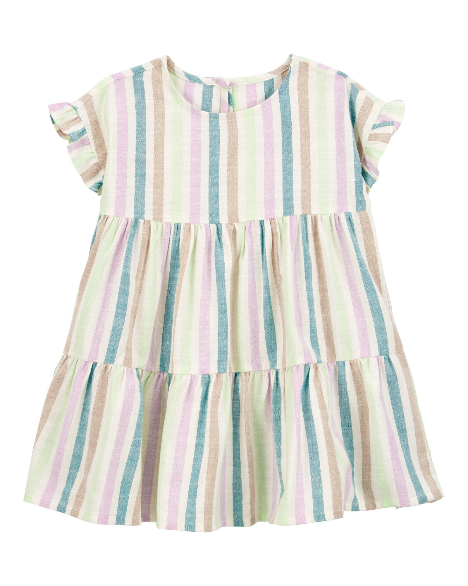 Vestido de viscosa Ecovero, escalonado, diseño a rayas Sin color