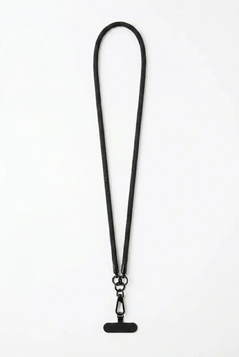 Cordón para celular con gancho metálico - negro 