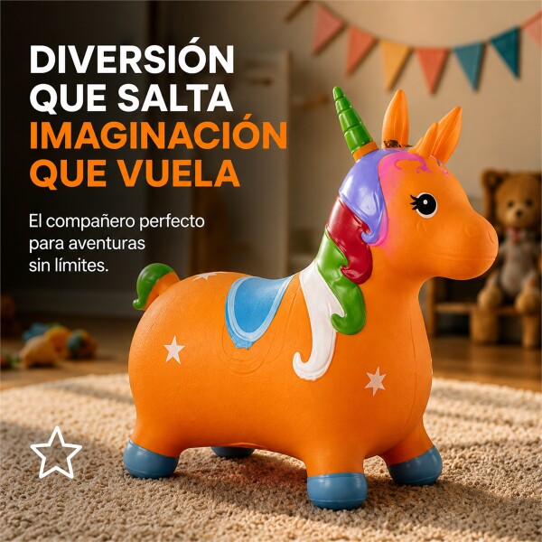 Unicornio Saltarín Inflable Infantil 58 x 55 cm Naranja