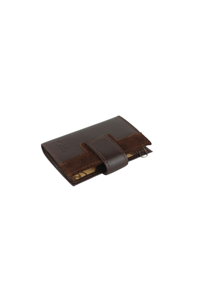Porta llaves en cuero lo broche Marron