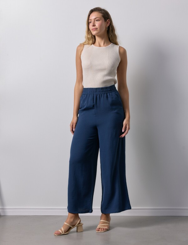Pantalon Wide Leg Solid AZUL