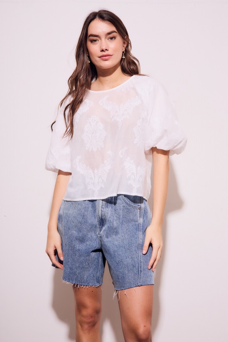 Blusa Manga Globo Crudo