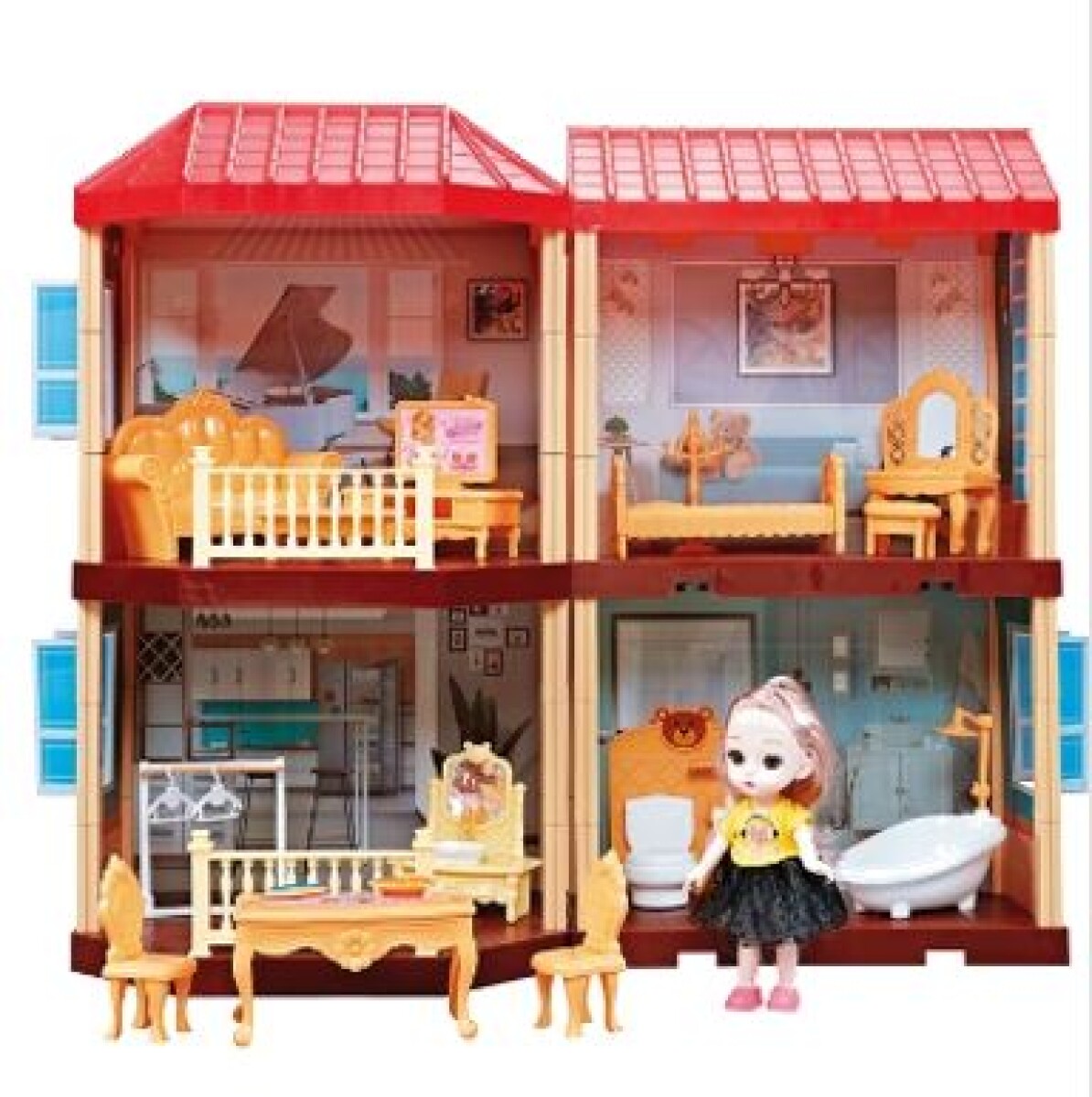 CASA VILLA PLASTICA INFANTIL CON MUEBLES 