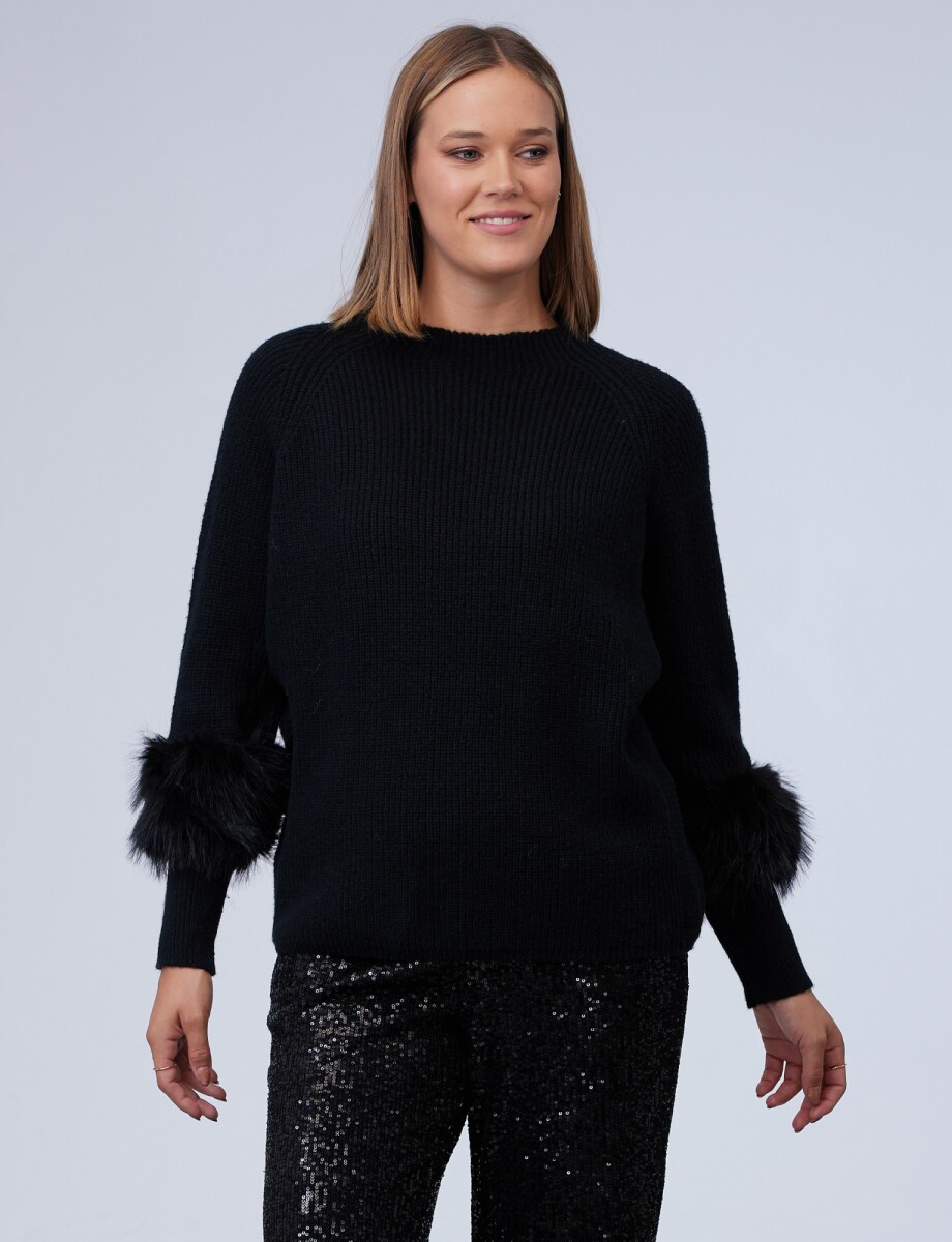 Buzo Faux Fur - Negro 