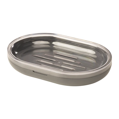 Jabonera Plástica Borde de Color 9 x 24 cm GRIS