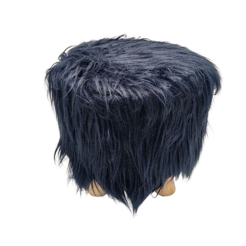 Taburete Peludo 28x28cm Azul
