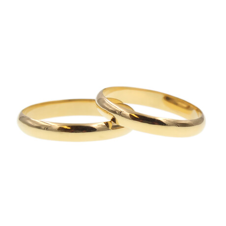 Par de alianzas clásicas en oro amarillo 18k bombé de 3mm Par de alianzas clásicas en oro amarillo 18k bombé de 3mm