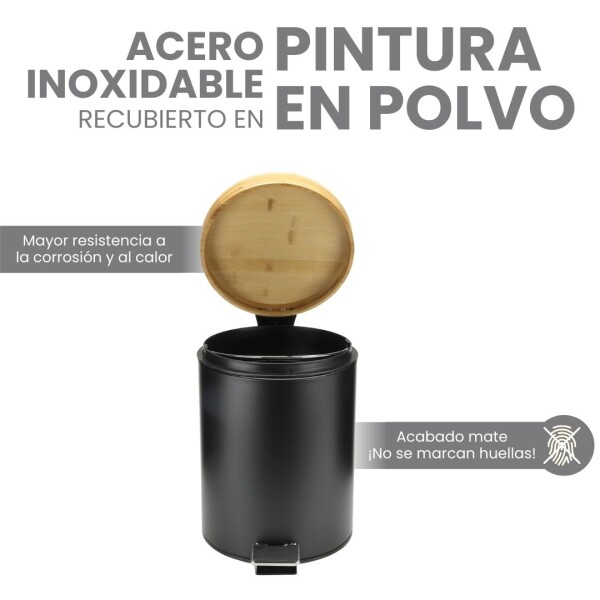Cesto de basura 5 Litros Residuos Papelera Extraíble Acero Inoxidable Negro cb001 Cesto de basura 5 Litros Residuos Papelera Extraíble Acero Inoxidable Negro cb001
