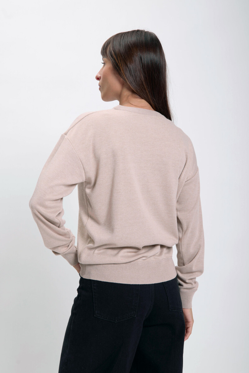 Buzo tejido cuello a la base Beige