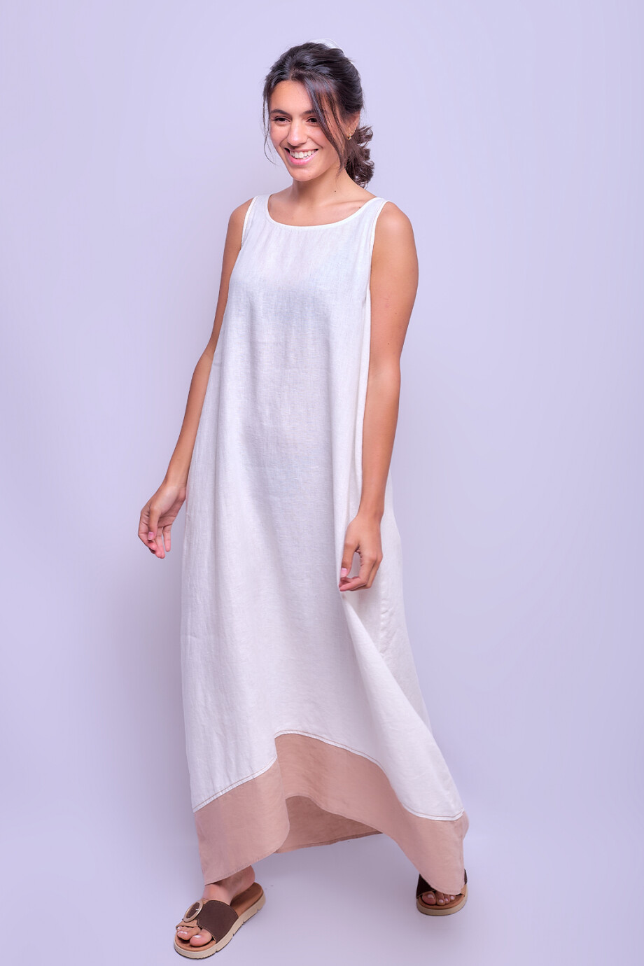 Vestido Toledo Blanco con Beige