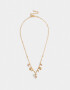 Collares Cortos Con perlas Collar Corto Multi Dije Con Perla - Dorado