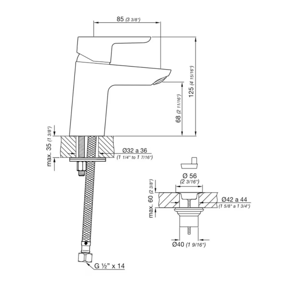 Grifería de lavatorio Monocomando bajo de mesada Puelo Cromado Grifería De Lavatorio Monocomando Bajo De Mesada Puelo Cromado