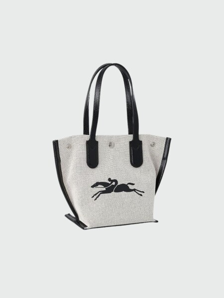 Longchamp - Cartera de algodón con Logo Marfil
