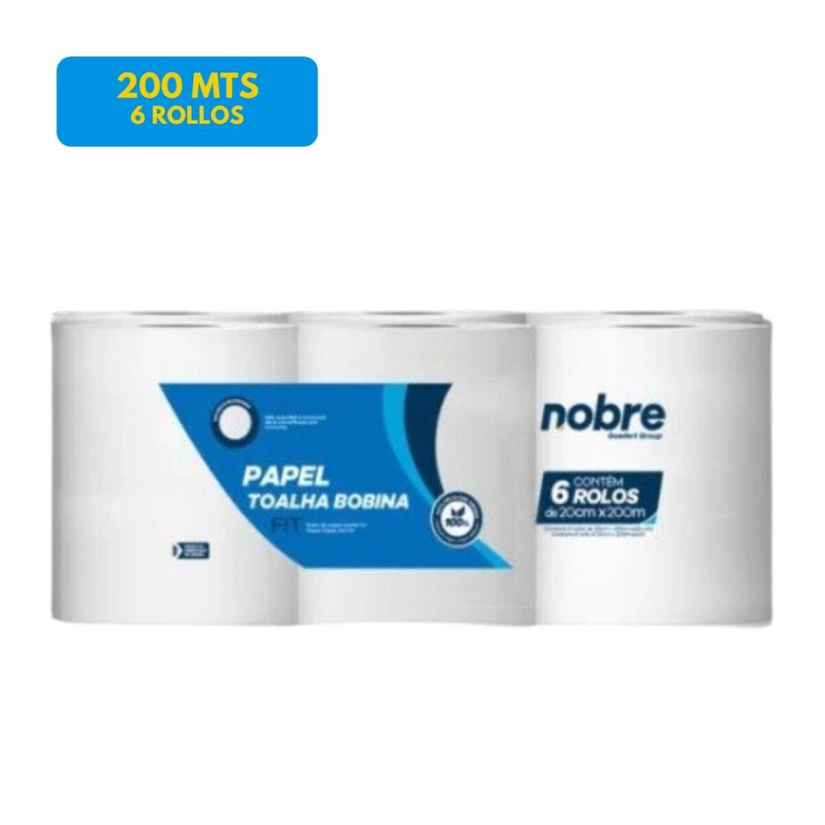 TOALLA DE PAPEL EN ROLLO EXTRA BLANCO 200MT, 6 ROLLOS 