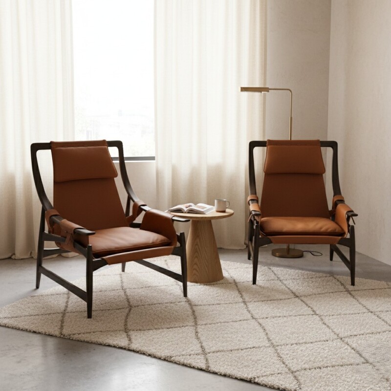 SILLON CUERO CAMEL 71X81X90CM Unica