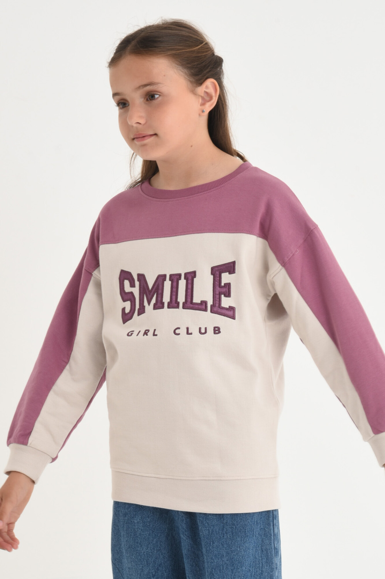 Sudadera combinada bordada Uva BAS Basic Simple