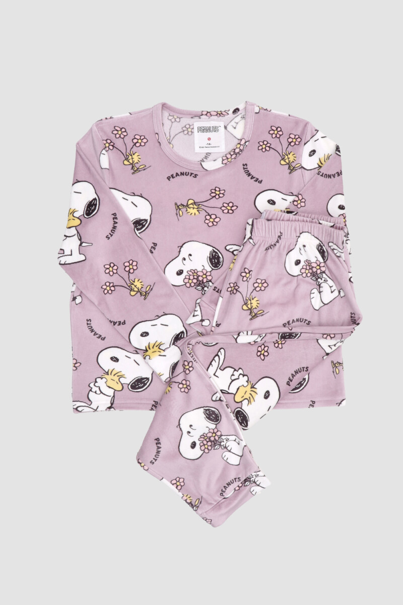 Pijama snoopy velour teen - Rosado 