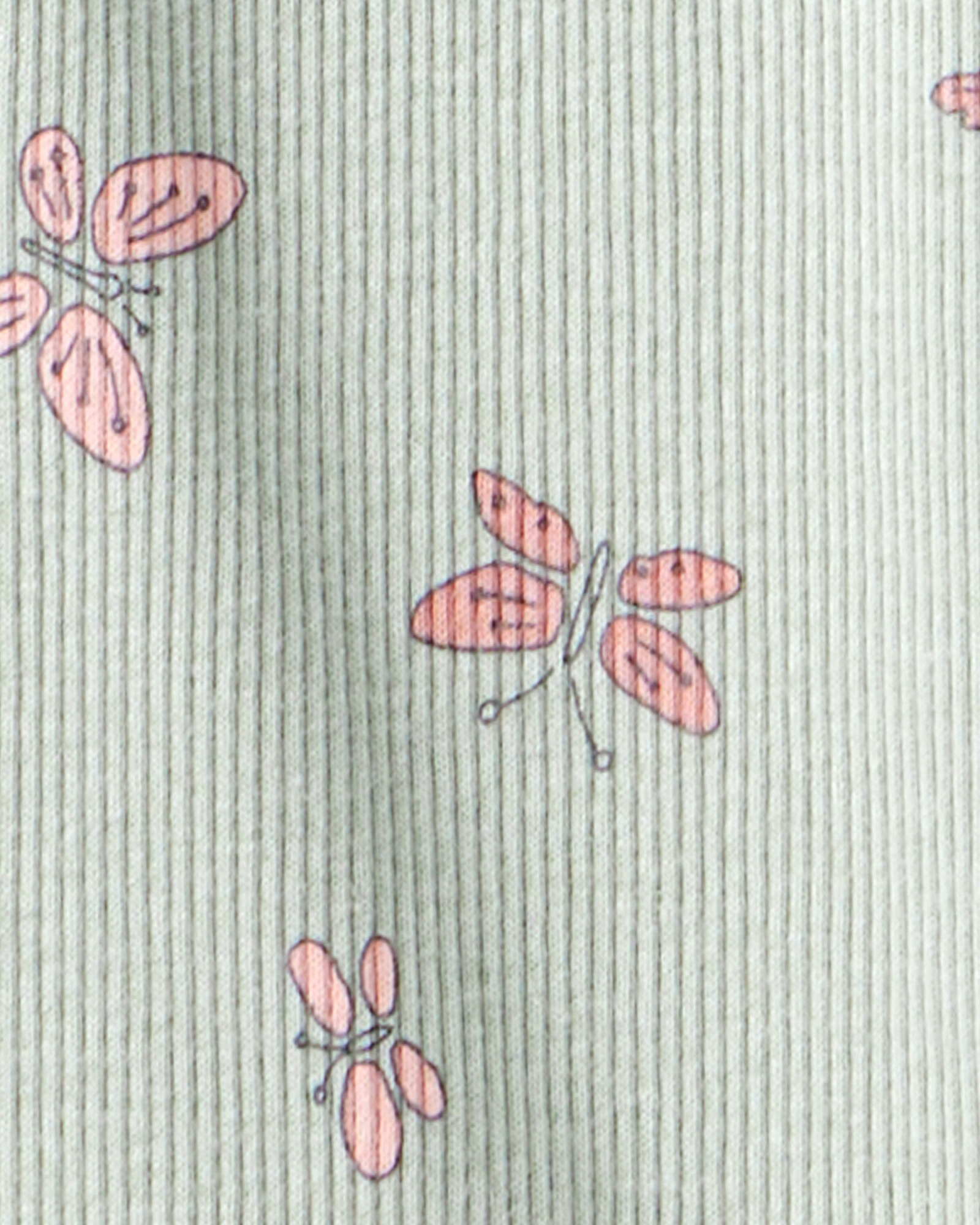 Set dos piezas de algodón, calza acanalada y buzo, verde, diseño mariposas. Talles 2-5T Sin color