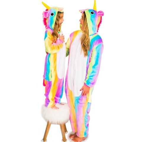 Pijama Divertido De Adulto Talles S M L Unicornio Arcoiris Color Variante Amarillo M