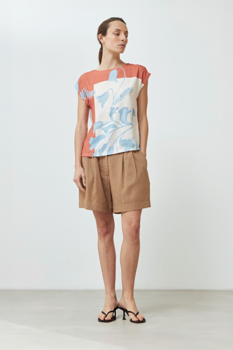 Blusa frente estampa jacaranda durazno