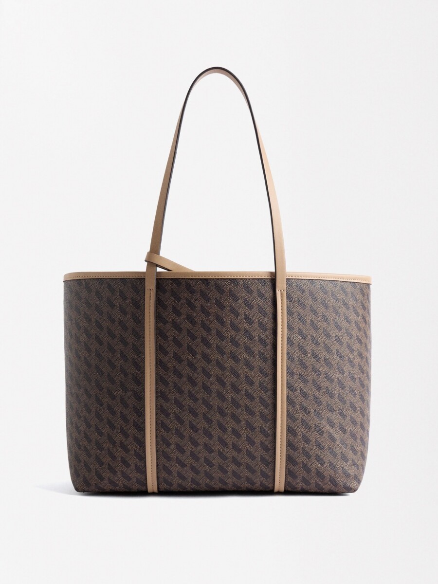 Bolso Shopper Estampada marron