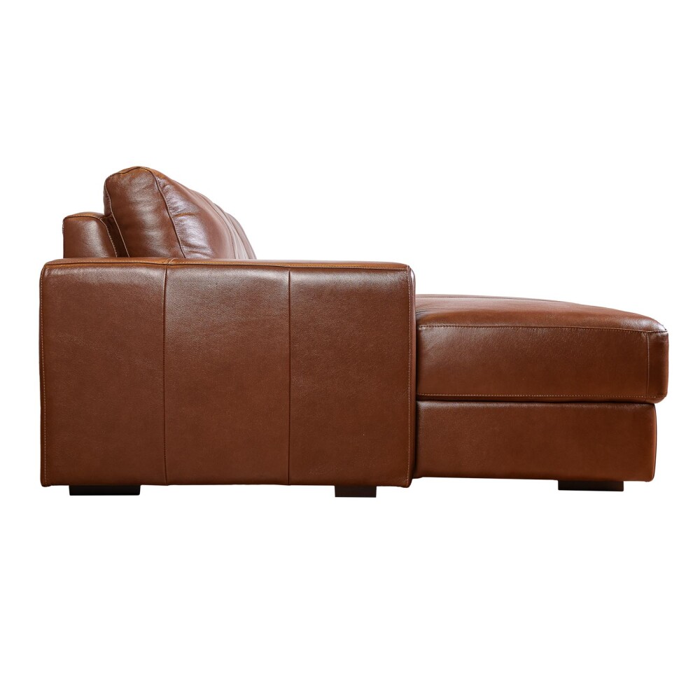 SOFA C/CHAISE MÁS DE 4 CUERPOS CUERO-100-NATURAL MARRON TEXAS CARAMELO