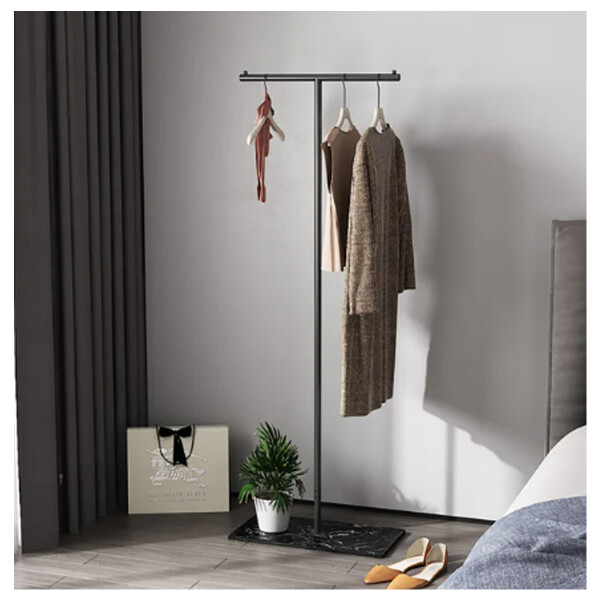 Perchero T metal y base de mármol Negro