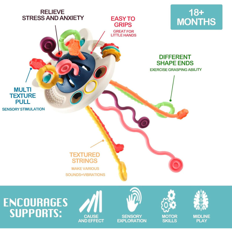 Mordillo sensorial silicona, cuerdas montessori Mordillo sensorial silicona, cuerdas montessori